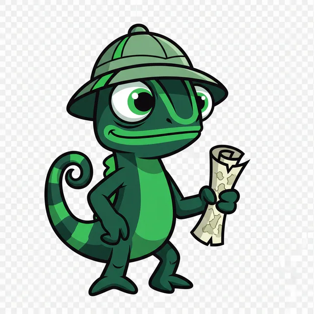 Vex the chameleon cartographer mascot